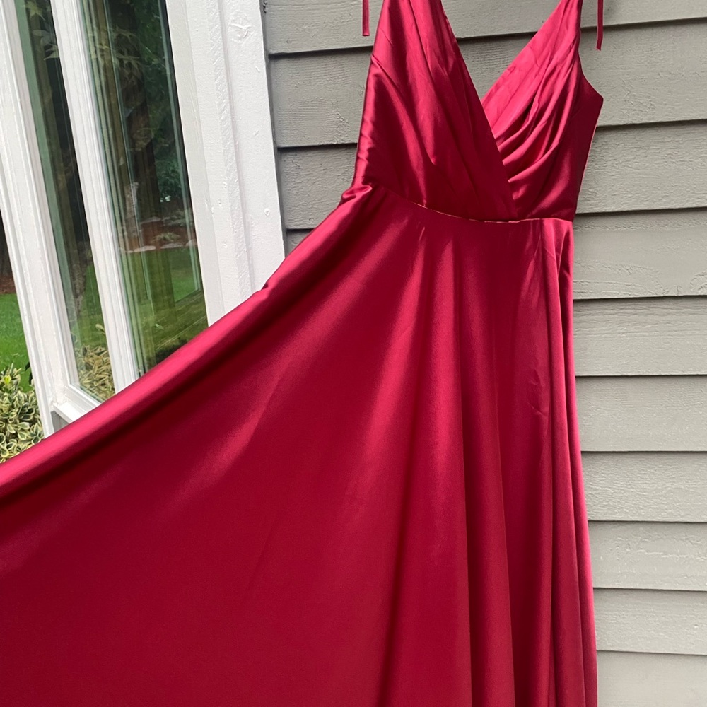 Cinderella Devine, long red dress with straps, Large NWOT